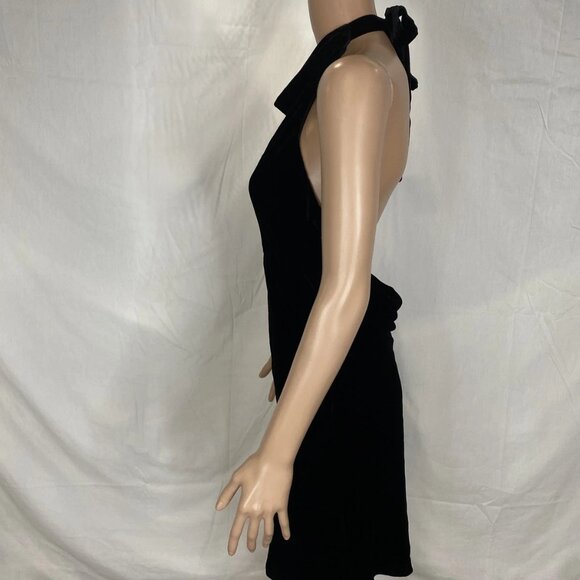 Reformation Women’s Velvet Halter Mini Dress Size S Black — Open Back, Soft - Picture 6 of 9